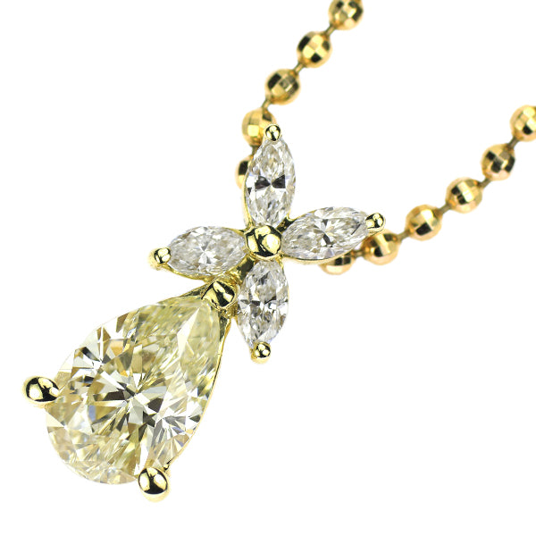 K18YG ペアシェイプ ダイヤモンド ペンダントネックレス 1.024ct LY VS1 D0.24ct