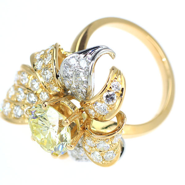 田崎真珠 K18YG/ Pt900 天然イエローダイヤモンド  リング 2.606ct FLY SI2 1.74ct 《セルビー銀座店》【中古】