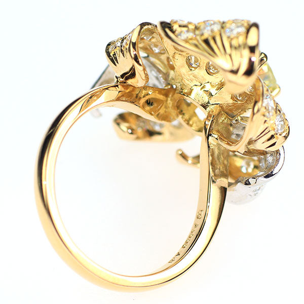 田崎真珠 K18YG/ Pt900 天然イエローダイヤモンド  リング 2.606ct FLY SI2 1.74ct 《セルビー銀座店》【中古】