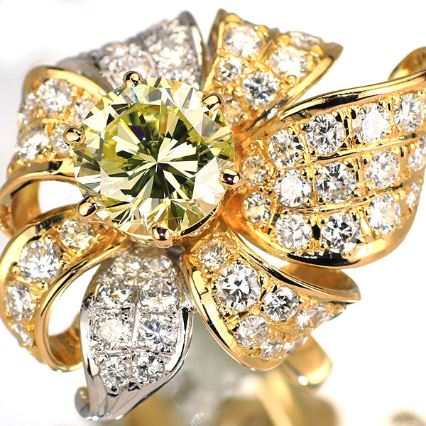 田崎真珠 K18YG/ Pt900 天然イエローダイヤモンド  リング 2.606ct FLY SI2 1.74ct 《セルビー銀座店》【中古】
