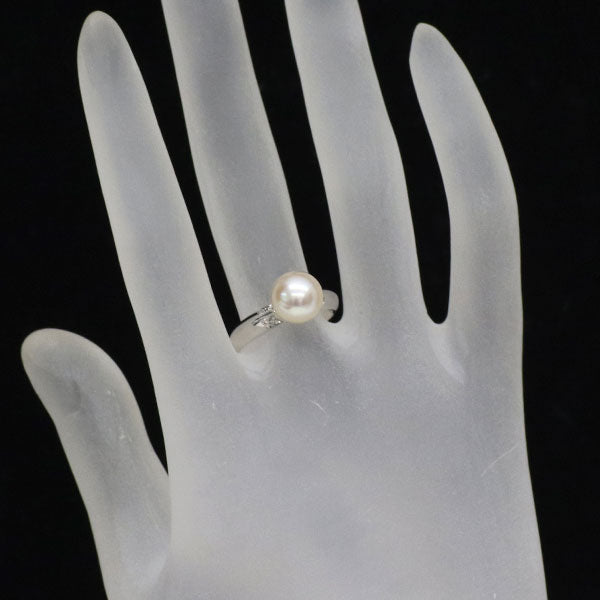 田崎真珠 Pt900 アコヤ真珠 ダイヤモンド リング 径約8.4mm D0.03ct