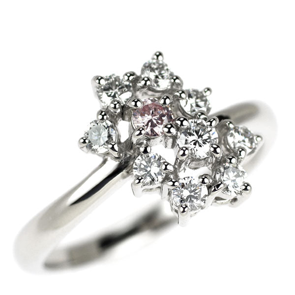 田崎真珠 希少 Pt900 天然ピンク/カラーレス ダイヤモンド リング 0.43ct