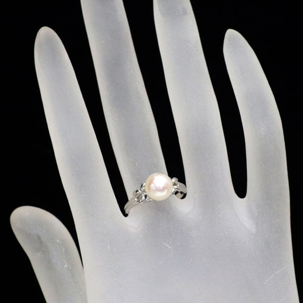 MIKIMOTO ホワイトパール プラチナリング アコヤ真珠　pt950 ミキモト Pt950 アコヤ真珠 リング 径約8.0mm — セルビー