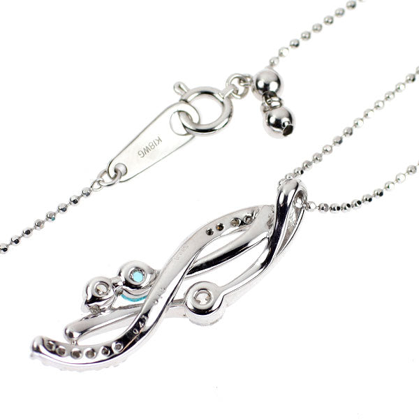 希少 K18WG ブラジル産パライバ トルマリン ダイヤモンド ペンダントネックレス 0.16ct D0.41ct