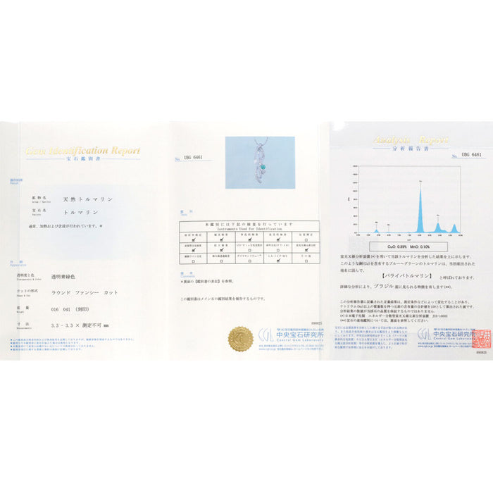 希少 K18WG ブラジル産パライバ トルマリン ダイヤモンド ペンダントネックレス 0.16ct D0.41ct