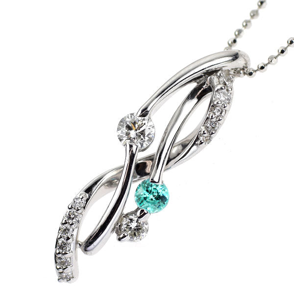 希少 K18WG ブラジル産パライバ トルマリン ダイヤモンド ペンダントネックレス 0.16ct D0.41ct