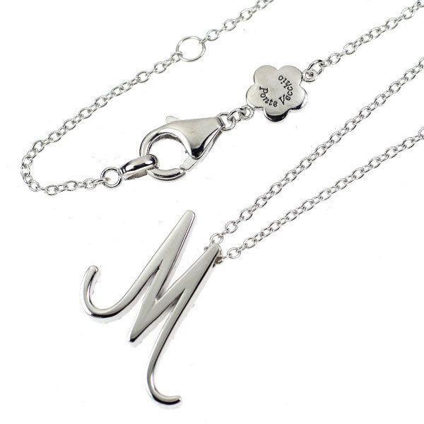 ポンテヴェキオ K18WG ダイヤモンド ペンダントネックレス 0.20ct イニシャル「M」