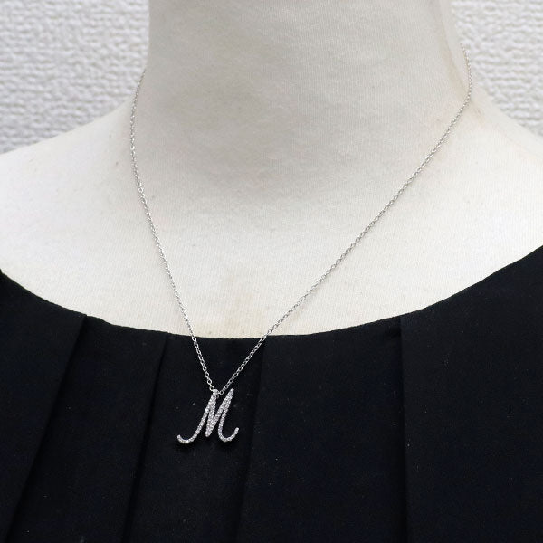 ポンテヴェキオ K18WG ダイヤモンド ペンダントネックレス 0.20ct イニシャル「M」