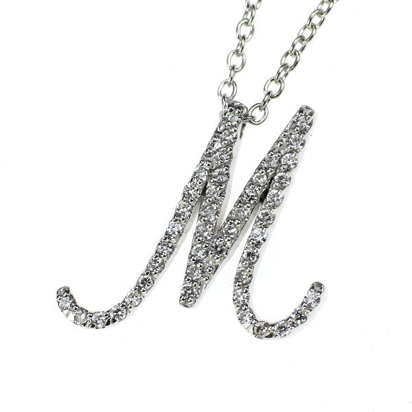 ポンテヴェキオ K18WG ダイヤモンド ペンダントネックレス 0.20ct イニシャル「M」