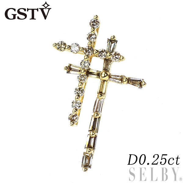 GSTV K18YG ダイヤモンド ペンダントトップ 0.25ct クロス — セルビー