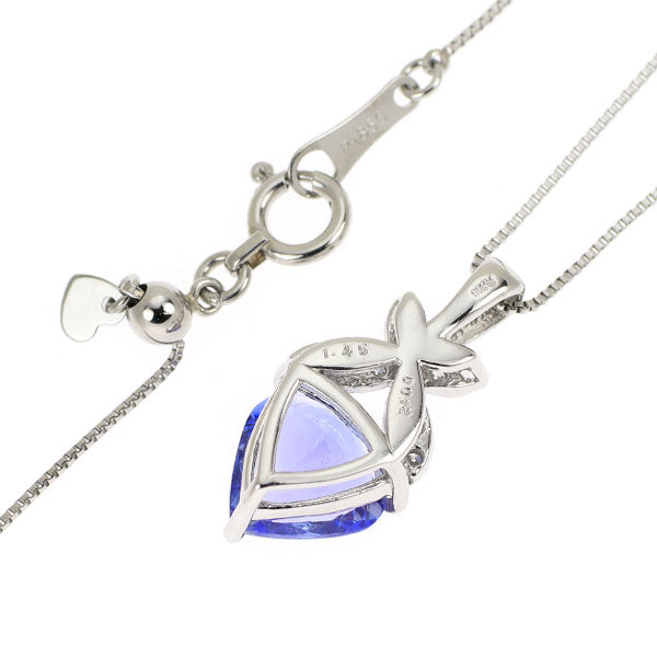 Pt900/ Pt850 ハートシェイプ タンザナイト ダイヤモンド ペンダントネックレス 1.45ct D0.12ct