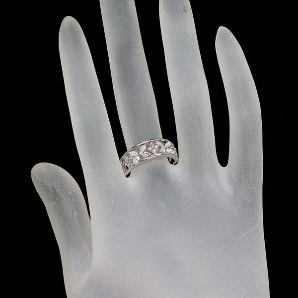 希少 Pt900 天然ピンク ダイヤモンド リング 0.16ct D0.40ct フラワー