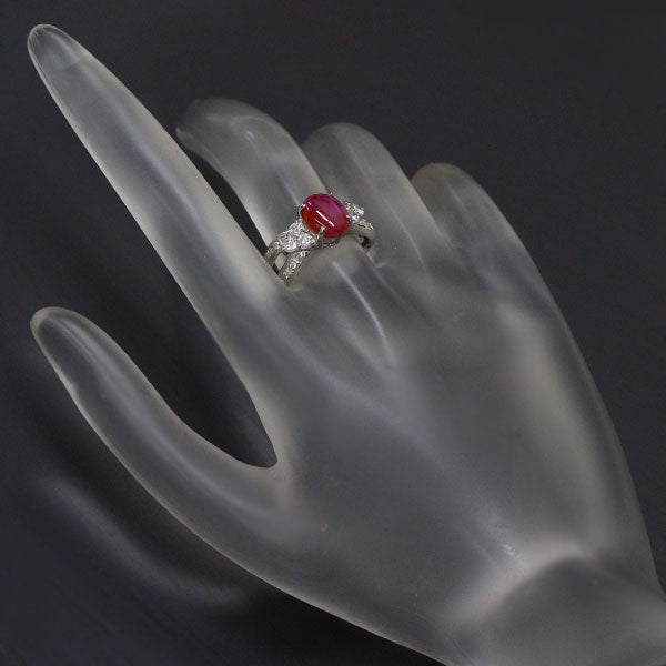 Pt900 スター ルビー ダイヤモンド リング 2.52ct D0.38ct