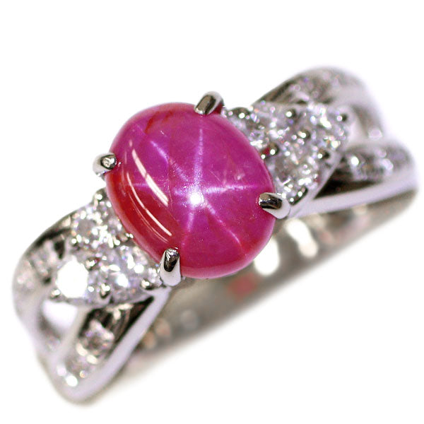 Pt900 スター ルビー ダイヤモンド リング 2.52ct D0.38ct