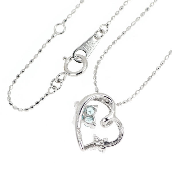 K14WG パライバ トルマリン ダイヤモンド ペンダントネックレス 0.11ct ハート