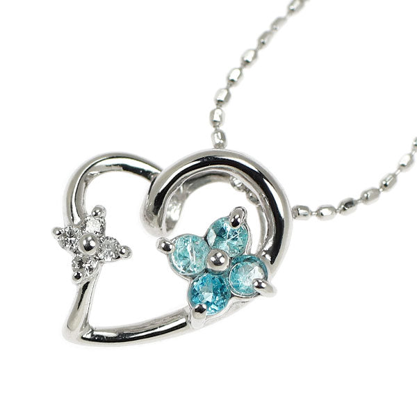 K14WG パライバ トルマリン ダイヤモンド ペンダントネックレス 0.11ct ハート