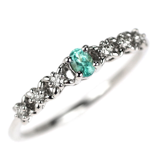 Pt999 パライバトルマリン ダイヤモンド リング 0.10ct D0.05ct