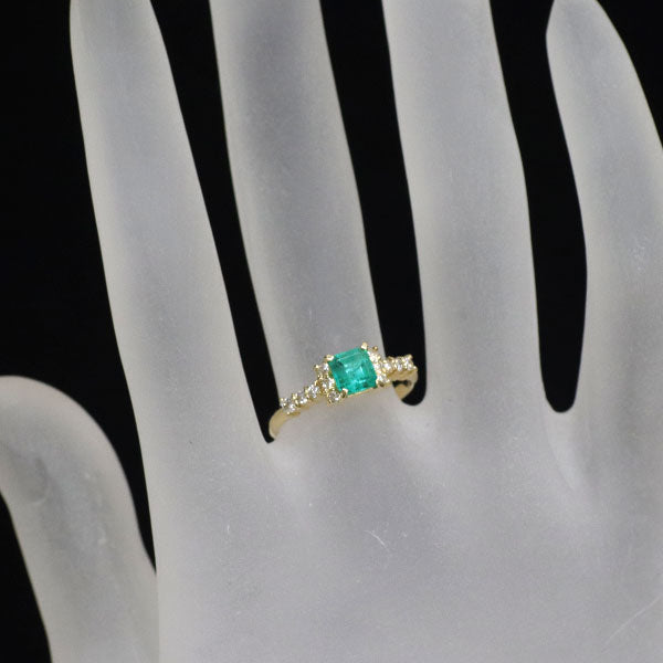K18YG エメラルド ダイヤモンド リング 0.59ct D0.17ct