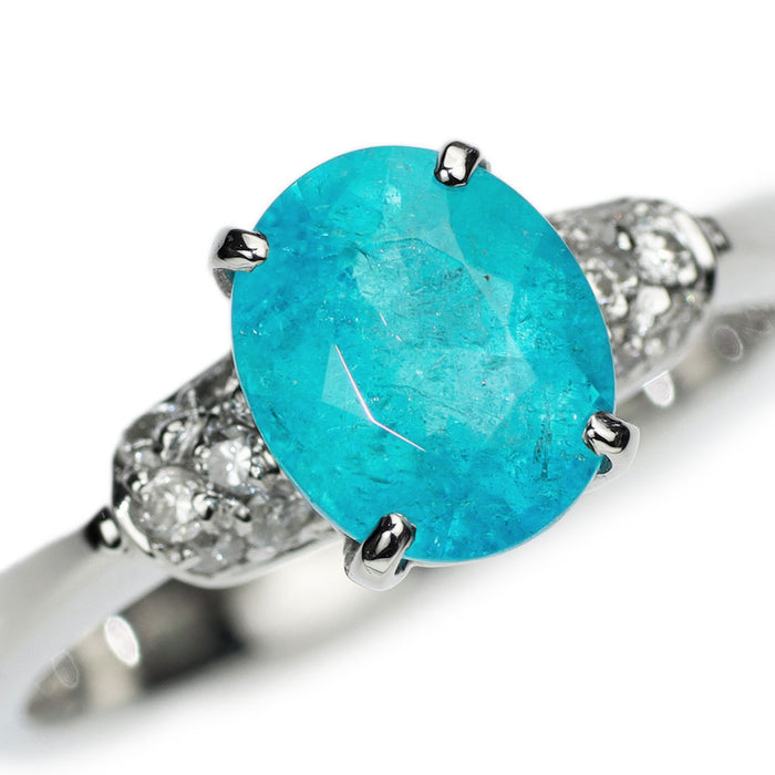 希少 Pt900 ブラジル産 パライバ トルマリン ダイヤモンド リング 1.62ct D0.20ct