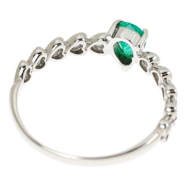 K18WG エメラルド ローズカットダイヤモンド リング 0.40ct D0.10ct