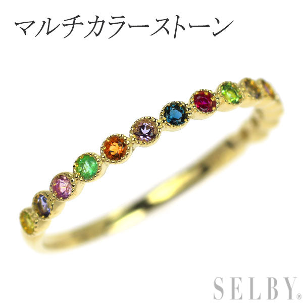 K18YG マルチカラーストーン リング ハーフエタニティ — セルビー