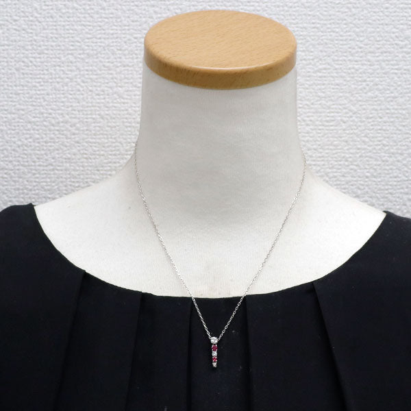 ミキモト K18WG ルビー ダイヤモンド ペンダントネックレス 0.22ct D0.23ct