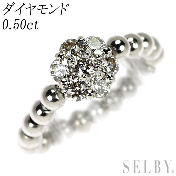 Pt950 ダイヤモンド リング 0.50ct フラワー 伸縮式