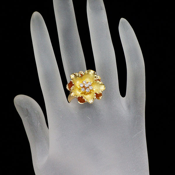 K18YG ダイヤモンド リング 0.43ct フラワー