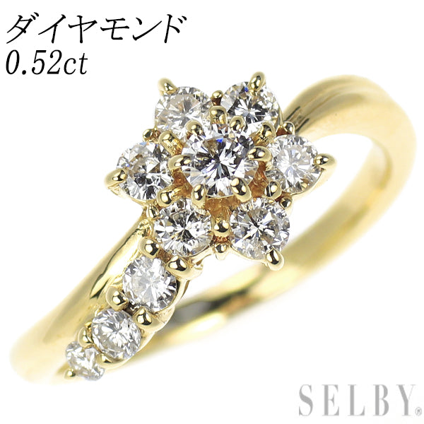K18YG ダイヤモンド リング 0.52ct フラワー