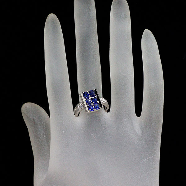 Pt900 サファイア ダイヤモンド リング 1.55ct D0.30ct
