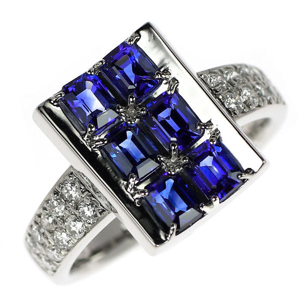 Pt900 サファイア ダイヤモンド リング 1.55ct D0.30ct