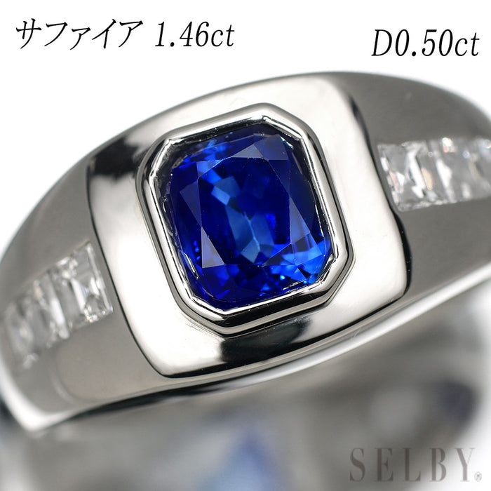 Pt900 サファイア ダイヤモンド リング 1.46ct D0.50ct