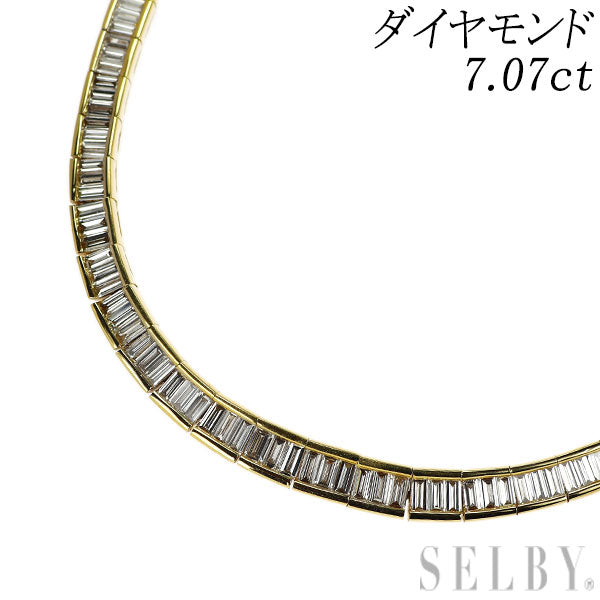 K18YG ダイヤモンド ネックレス 7.07ct テニス