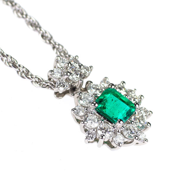 Pt エメラルド ダイヤモンド ペンダントネックレス 0.65ct D0.81ct
