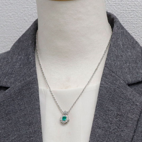 Pt エメラルド ダイヤモンド ペンダントネックレス 0.65ct D0.81ct