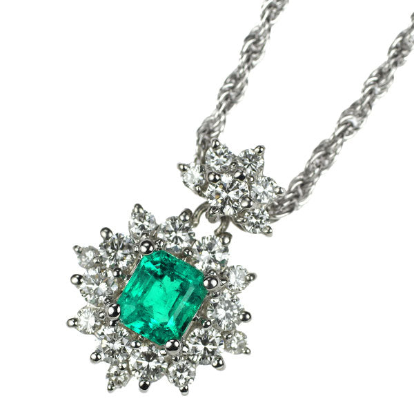 Pt エメラルド ダイヤモンド ペンダントネックレス 0.65ct D0.81ct