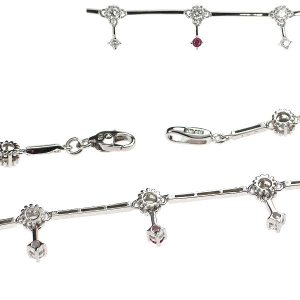 K18WG ルビー ダイヤモンド ブレスレット 0.10ct D0.51ct ステーション