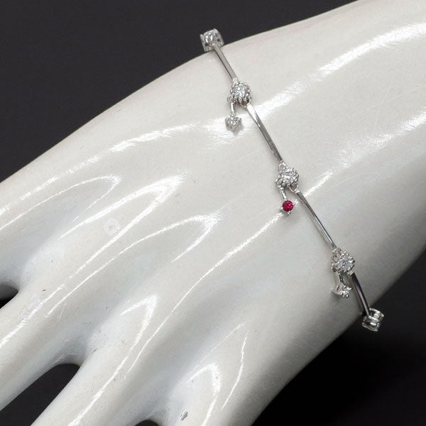 K18WG ルビー ダイヤモンド ブレスレット 0.10ct D0.51ct ステーション