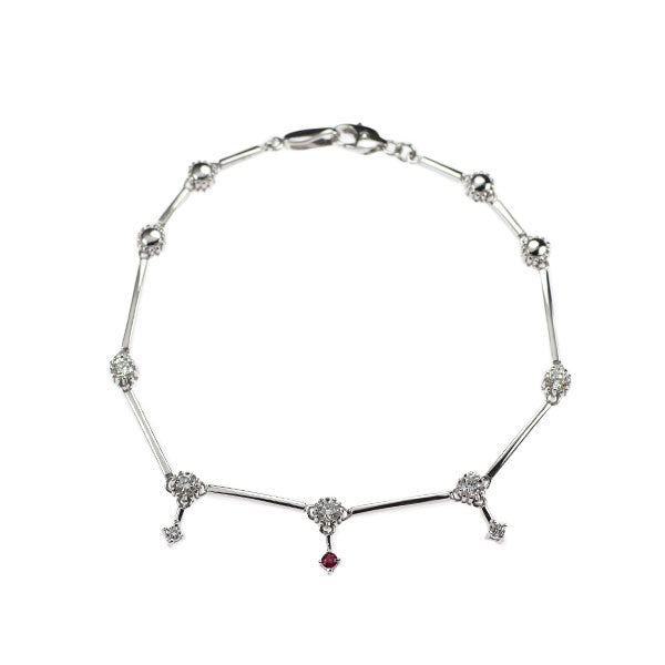 K18WG ルビー ダイヤモンド ブレスレット 0.10ct D0.51ct ステーション