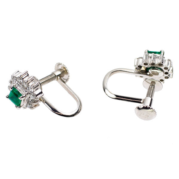 Pt900 エメラルド ダイヤモンド イヤリング D0.26ct