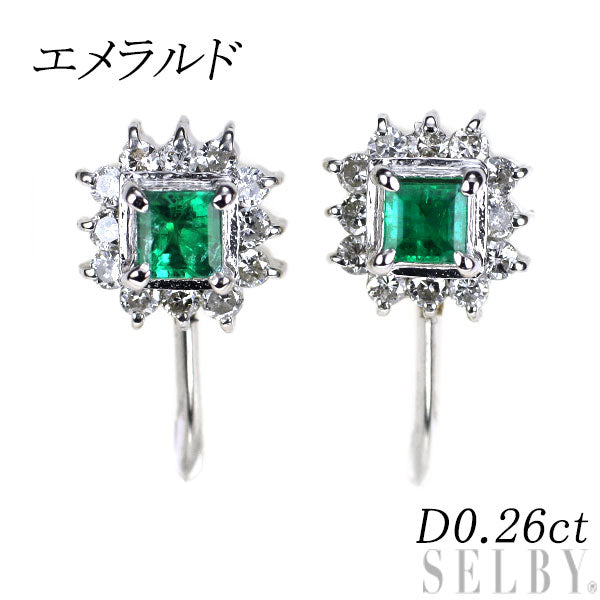Pt900 エメラルド ダイヤモンド イヤリング D0.26ct