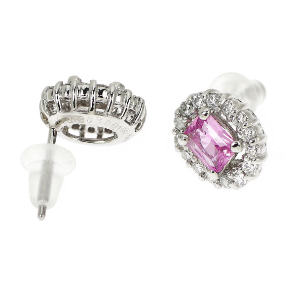 Pt950/ Pt900 ピンクサファイア ダイヤモンド ピアス 0.795ct D0.38ct