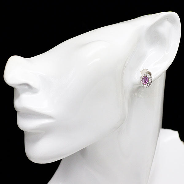 Pt950/ Pt900 ピンクサファイア ダイヤモンド ピアス 0.795ct D0.38ct
