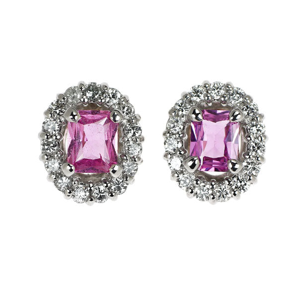 Pt950/ Pt900 ピンクサファイア ダイヤモンド ピアス 0.795ct D0.38ct