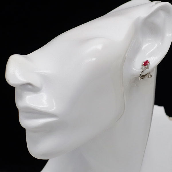 K18WG ルビー ダイヤモンド イヤリング 0.66ct D0.06ct