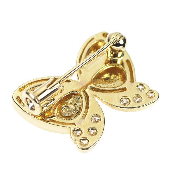 K18YG ダイヤモンド ブローチ 0.16ct 蝶
