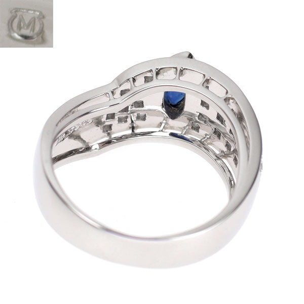 ミキモト Pt900 サファイア ダイヤモンド リング 0.34ct D0.37ct