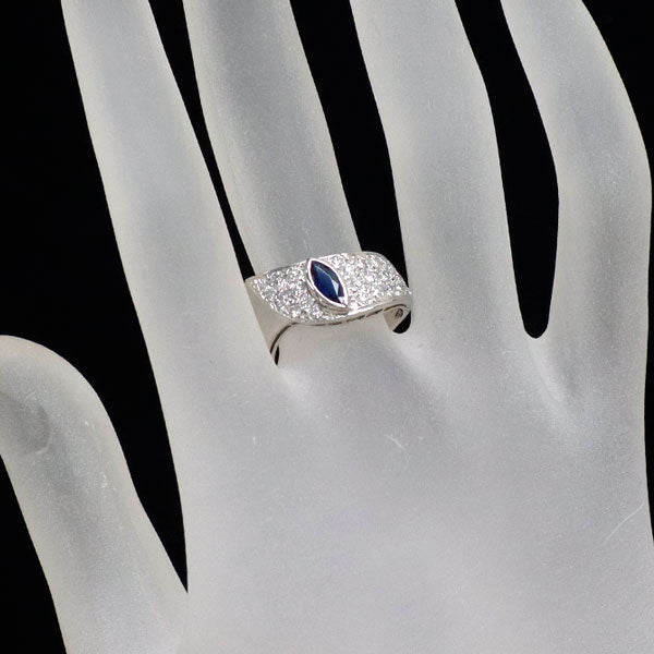 ミキモト Pt900 サファイア ダイヤモンド リング 0.34ct D0.37ct