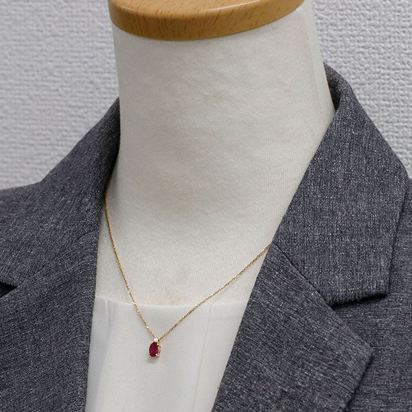 K18YG ルビー ダイヤモンド ペンダントネックレス 0.68ct D0.03ct