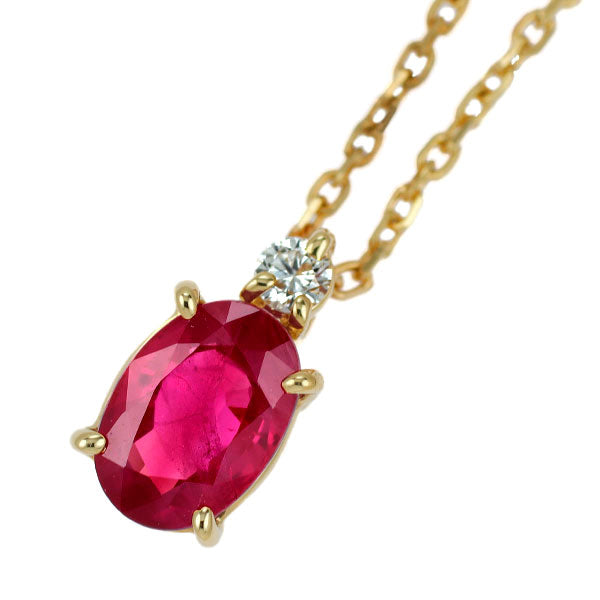 K18YG ルビー ダイヤモンド ペンダントネックレス 0.68ct D0.03ct